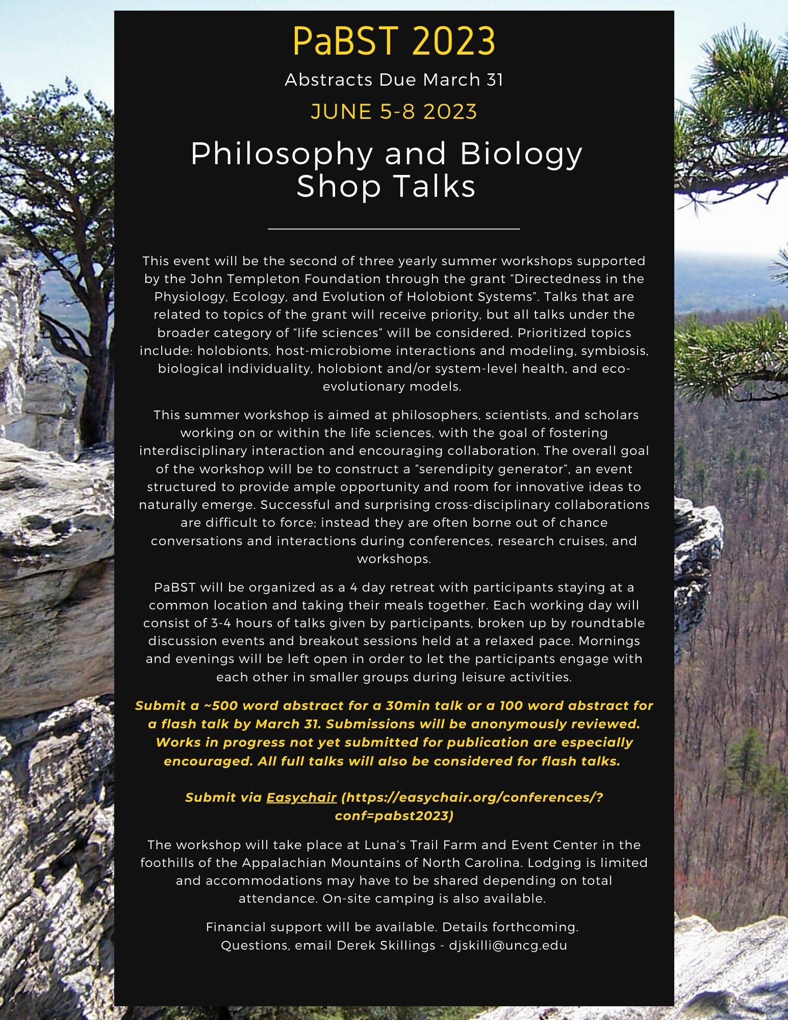 information about the philosophy and biology shop talk event in June 2023